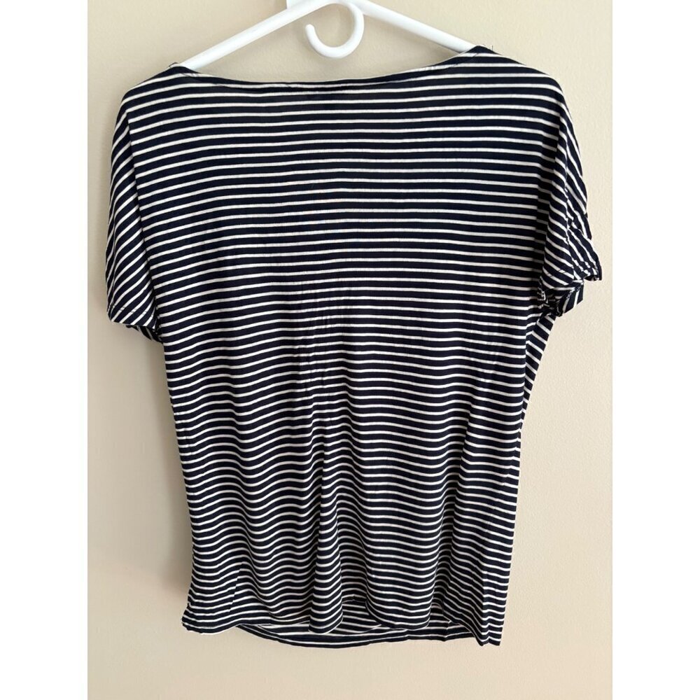 Talbots Nautical Striped Top with Button Shoulder Detail Navy & White Size Small - Picture 7 of 10